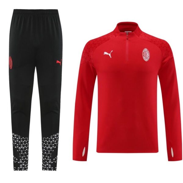 23/24 AC Milan Red Half Zipper Jacket+Pants - Image 22