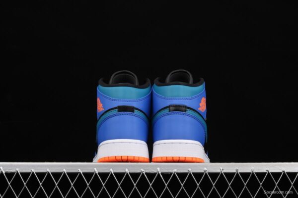 Air Jordan 1 Mid lacquered leather black blueberry Zhongbang basketball shoes 554725-440 - Image 14