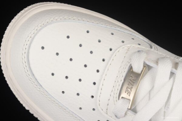 NIKE Air Force 1'07 Low Double Swoosh Grey Gold Double Hook Low Top Casual Sneakers DH9595-001 - Image 9