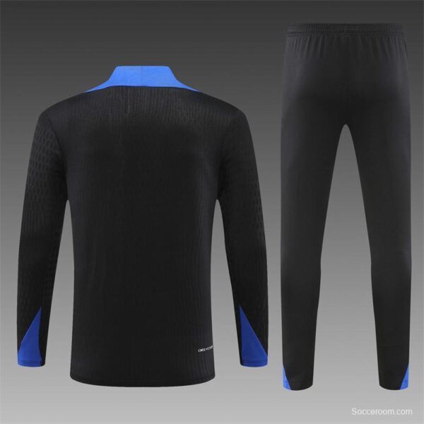 Player Version 2024 France Black Half Zipper Jacket+Long Pants - Image 14