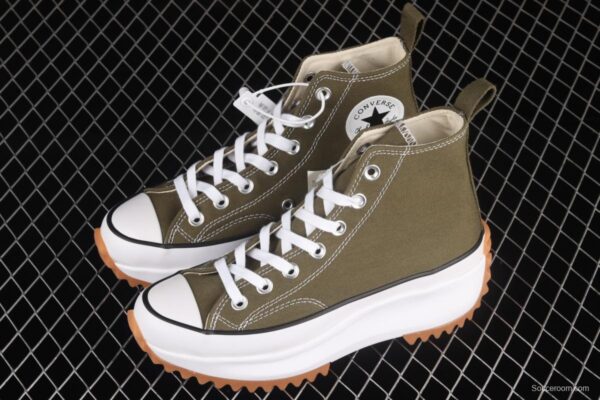 Converse Run Star Hike Converse Army Green Rubber heightened thick sole shoes 171667C - Image 11