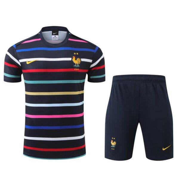 2024 France Navy Stripe Short Sleeve Jersey+Shorts - Image 2
