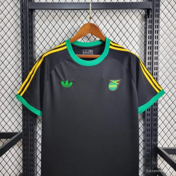 2024 Jamaica Adicolor Classics 3 Stripes Black T-Shirt - Image 3