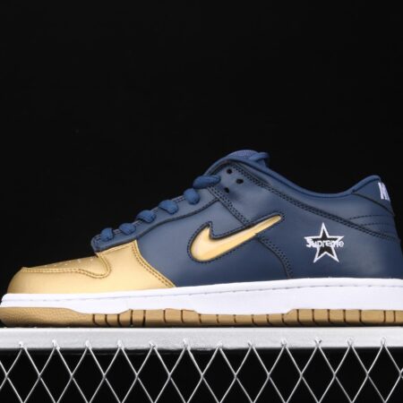 Supreme x NIKE DUNK SB Royal Blue and Gold Jelly Classical Skateboard shoes CK3480-700