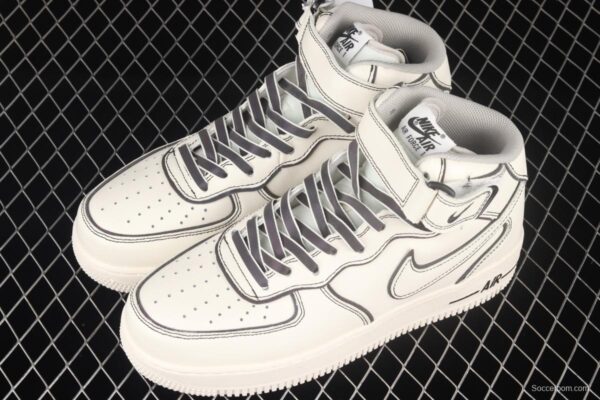 NIKE Air Force 1x 07 Mid laser rice white 3M reflective medium side leisure sports board shoes AQ2898-008 - Image 9