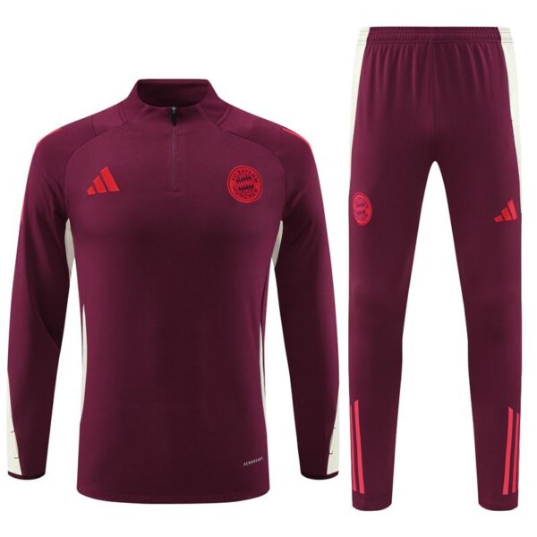 24/25 Bayern Munich Wine Half Zipper Jacket+Long Pants - Image 19