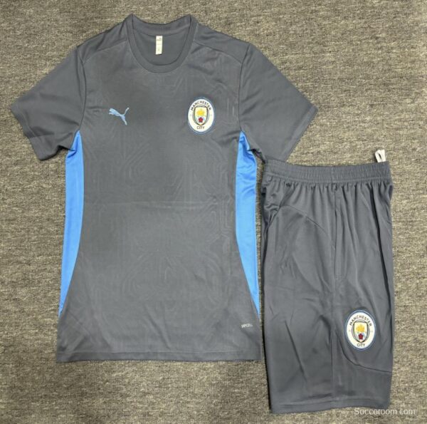 24/25 Kids Manchester City Blue White Short Sleeve Jersey+Shorts - Image 2
