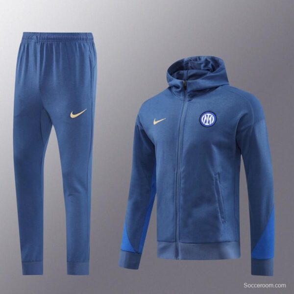 24/25 Inter Milan Blue Hoodie Full Zipper Jacket +Long Pants - Image 15