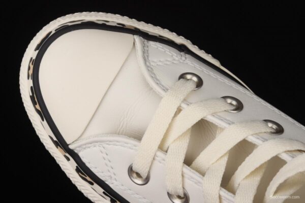Converse All Star leopard striped leather high-top small white shoes 571880C - Image 9