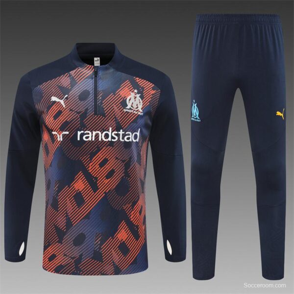 24/25 Olympique Marseille Navy Mixed Color Half Zipper Jacket+Long Pants - Image 19