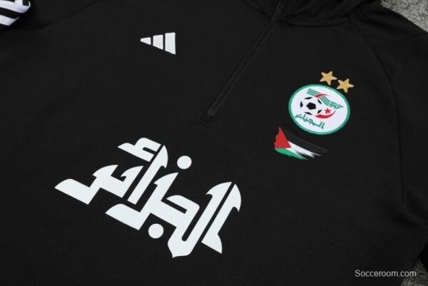 2024 Algeria Black Hoodie  Full Zipper Hoodie Jacket+Pants - Image 3