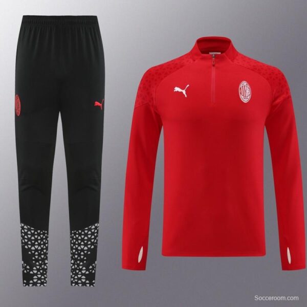 23/24 AC Milan Red Half Zipper Jacket+Pants - Image 21