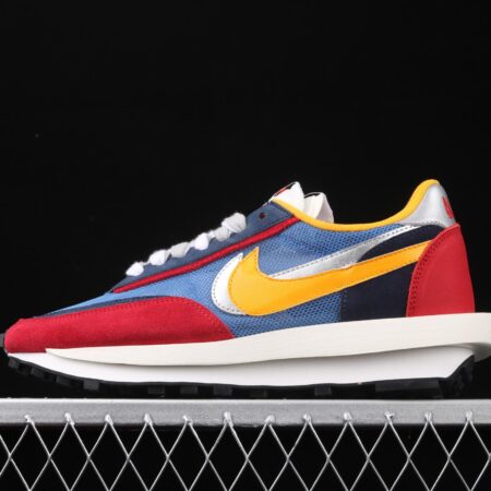 Sacai x NIKE LVD Waffle Daybreak co-signed catwalk style net gauze leather splicing double hook Swoosh running shoes BV0073-400