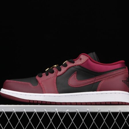 Air Jordan1 Low Black Wine Red Metal Flying Wings reverse low Top Basketball shoes DB6491-600