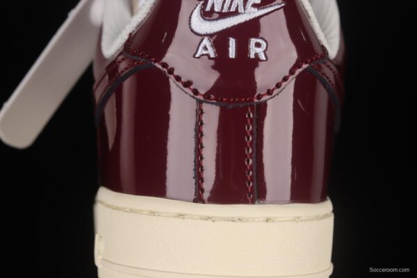 NIKE Air Force 1'07 Low white wine red patent leather low-top casual sneakers DQ8583-100 - Image 6