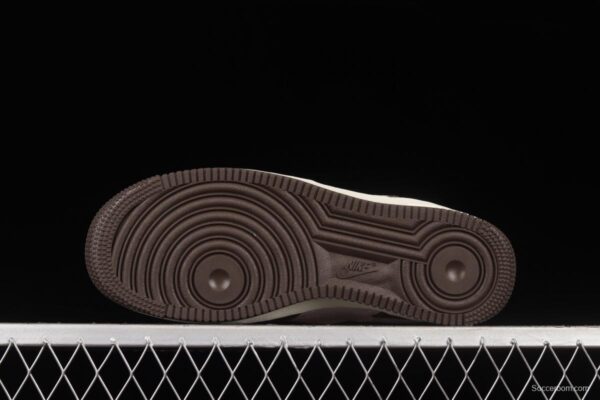 NIKE Air Force 1o07 Low white mocha sail leather spliced low-top casual board shoes NT9988-818 - Image 14