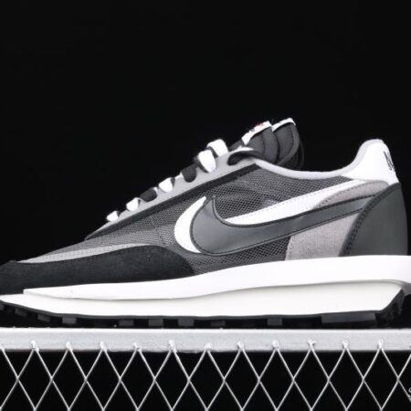 Sacai x NIKE LVD Waffle Daybreak co-signed catwalk style net gauze leather splicing double hook Swoosh running shoes BV0073-001