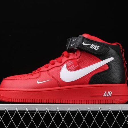 NIKE Air Force 1 Mid'07 Lv8 red and black OW letter casual board shoes 804609-605