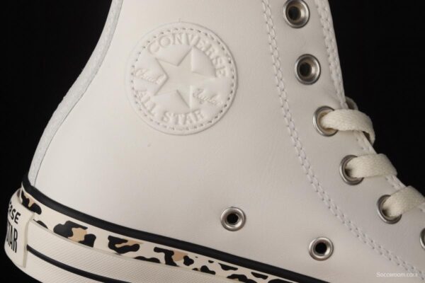 Converse All Star leopard striped leather high-top small white shoes 571880C - Image 6