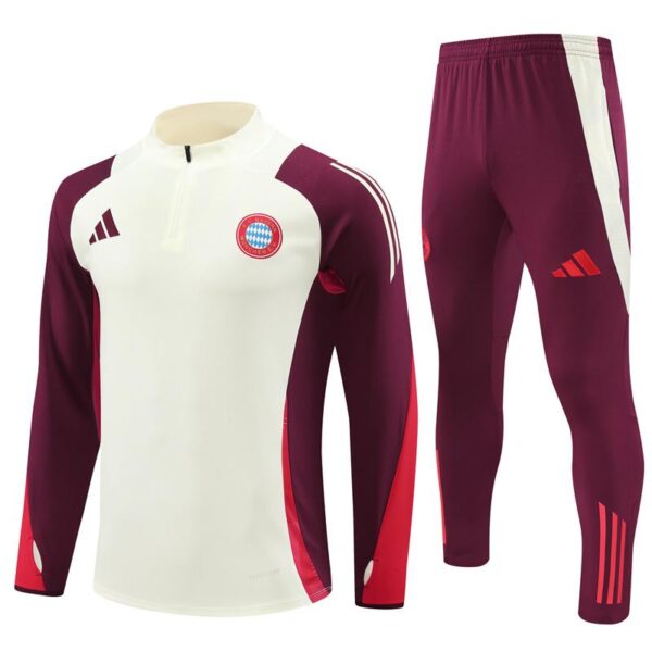 24/25 Kids Bayern Munich Light Yellow/Wine Half Zipper Jacket+Long Pants - Image 17