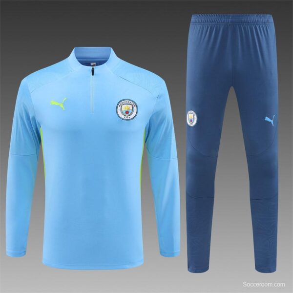 24/25 Manchester City Sky Blue Half Zipper Jacket+Long Pants - Image 20
