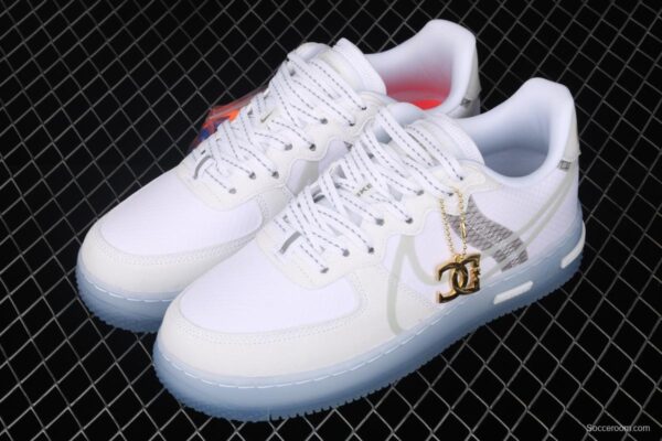 NIKE Air Force 1 React QS Light Bone Analysis of Ice Blue low Upper Board shoes CQ8879-100 - Image 12