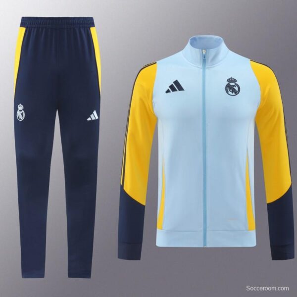 24/25 Real Madrid Light Blue/Yellow Full Zipper Jacket +Long Pants - Image 22