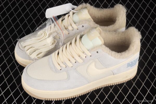 NIKE Air Force 1o07 Low Sherpa wool lined low-top casual board shoes DO7195-025 - Image 10