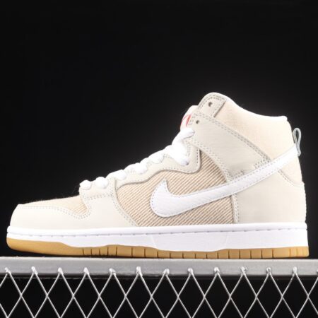 NIKE SB DUNK High Unbleached Pack linen color SB buckle rebound fashion casual board shoes DA9626-100