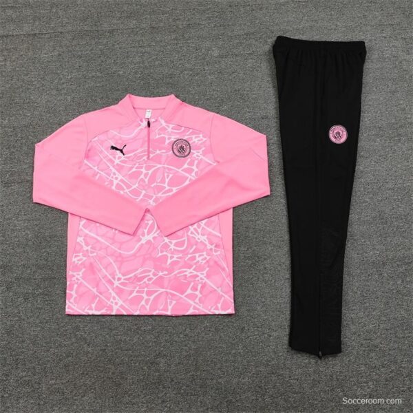 24/25 Manchester City Pink Half Zipper Jacket+Long Pants - Image 14