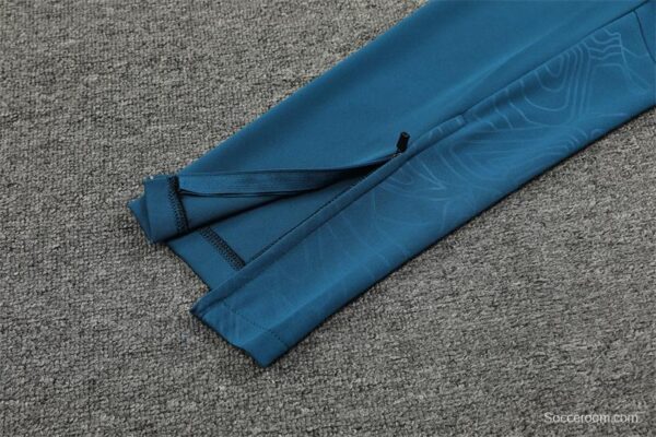 24/25 Olympique Marseille Blue Grid Half Zipper Jacket+Long Pants - Image 2