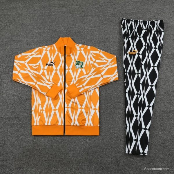 2024 Ivory Coast Orange Full Zipper Jacket+Pants - Image 11