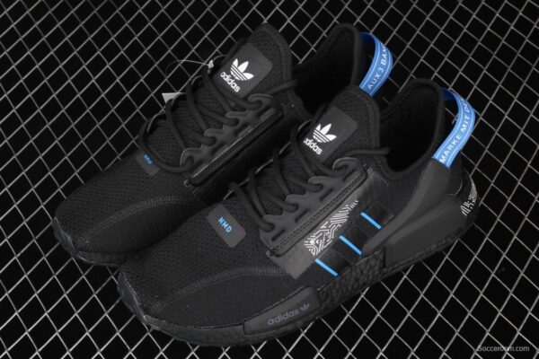 Adidas NMD R1 Boost V2 FY1483 second generation elastic knitted surface popcorn running shoes - Image 9