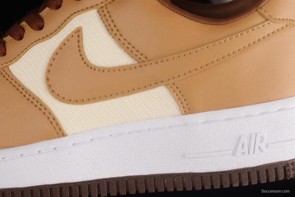 NIKE Air Force 1'07 Low milk tea brown canvas leather color matching low-top casual sneakers DJ6395-100 - Image 7