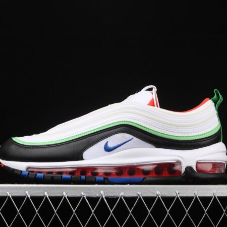 NIKE Air Max 97 black, white and green 3M reflective bullet air cushion running shoes 921522-105