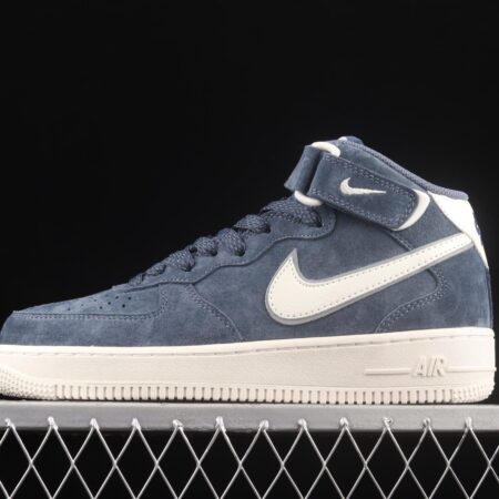 NIKE Air Force 1' 07 Mid dark blue suede 3M reflective mid-finish casual board shoes AA1118-007