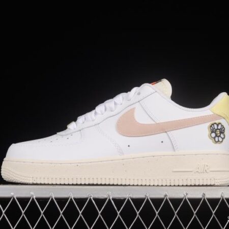 NIKE Air Force 1'07 Low White Pink Butterfly Embroidery Low Top Casual Sneakers DJ6377-100