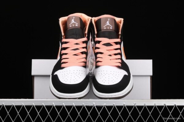 Air Jordan 1 Mid black pink peach goddess festival basketball shoes DH0210-100 - Image 12