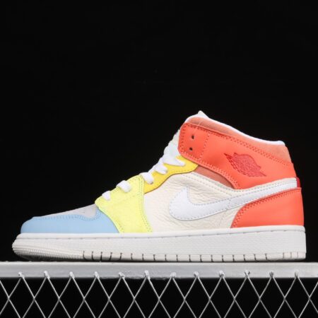 Air Jordan 1 Mid color stitching basketball shoes DJ6908-100