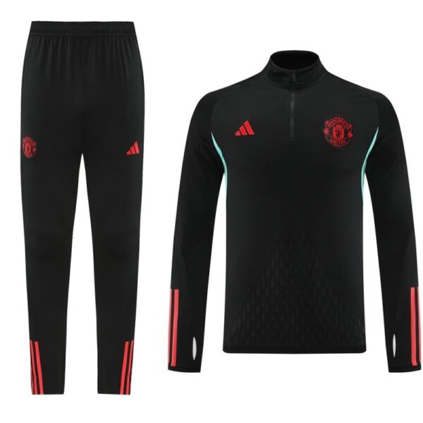 23/24 Manchester United Black Half Zipper Jacket+Pants - Image 8