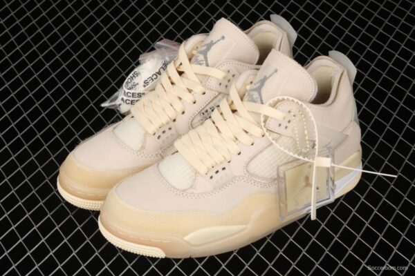 OFF-White x Air Jordan 4 Retro Cream/Sail help retro leisure sports culture basketball shoes CV9388-100 - Image 10