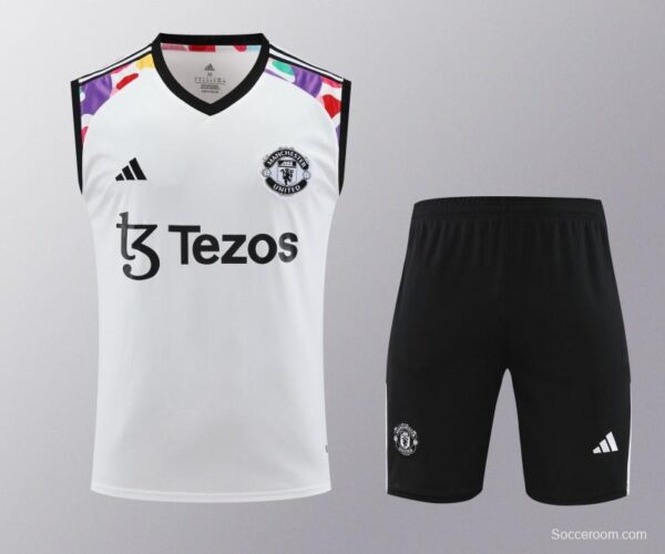 24/25 Manchester United White Vest Jeresy+Shorts - Image 21