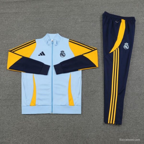 24/25 Real Madrid Light Blue/Yellow Full Zipper Jacket +Long Pants - Image 12