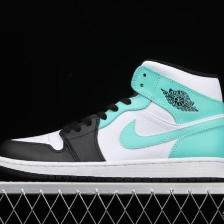 Air Jordan 1 Mid black and blue basketball shoes 554724-132