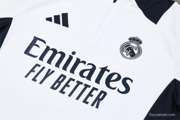 24/25 Kids Real Madrid White Half Zipper Jacket+Long Pants - Image 13