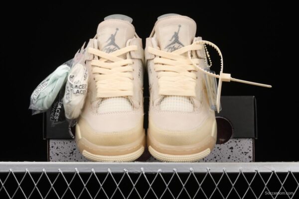 OFF-White x Air Jordan 4 Retro Cream/Sail help retro leisure sports culture basketball shoes CV9388-100 - Image 12