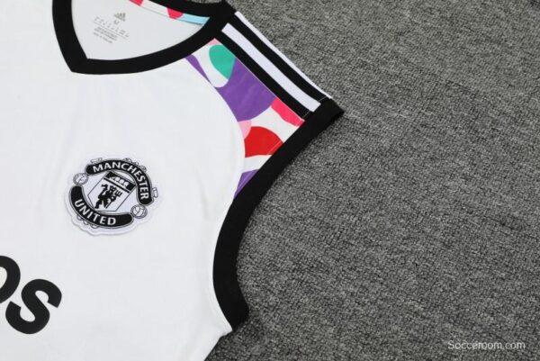 24/25 Manchester United White Vest Jeresy+Shorts - Image 8