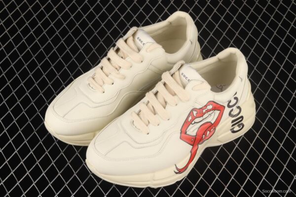 Gucci Rhyton Vintage Trainer Sneaker Gucci daddy 5D leather horn retro jogging daddy shoes DRW009522 - Image 9