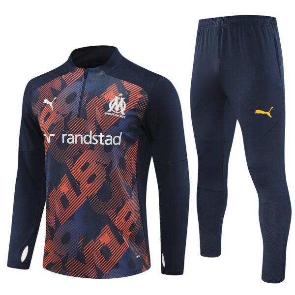 24/25 Olympique Marseille Navy Mixed Color Half Zipper Jacket+Long Pants - Image 18