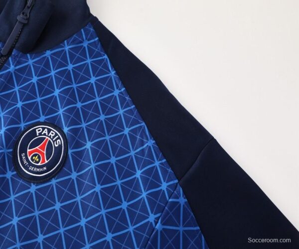 24/25 PSG Blue Grid Pattern Full Zipper Jacket +Long Pants - Image 9
